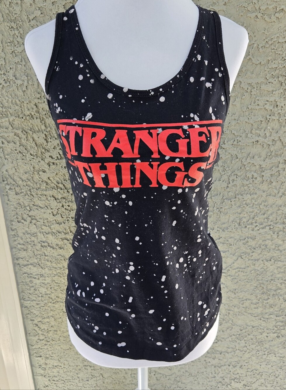 Stranger Things Black Graphic Tank Top - Red Logo
